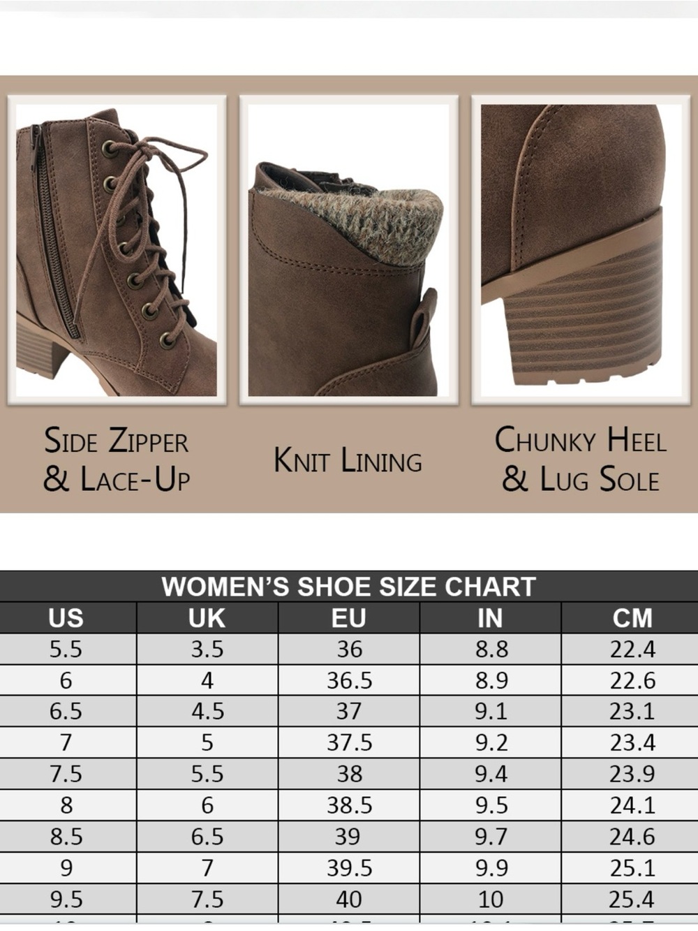 Soda Single Lug Sole Chunky Heel Combat Ankle Boot Lace up w/Side Zipper - Picture 7 of 12
